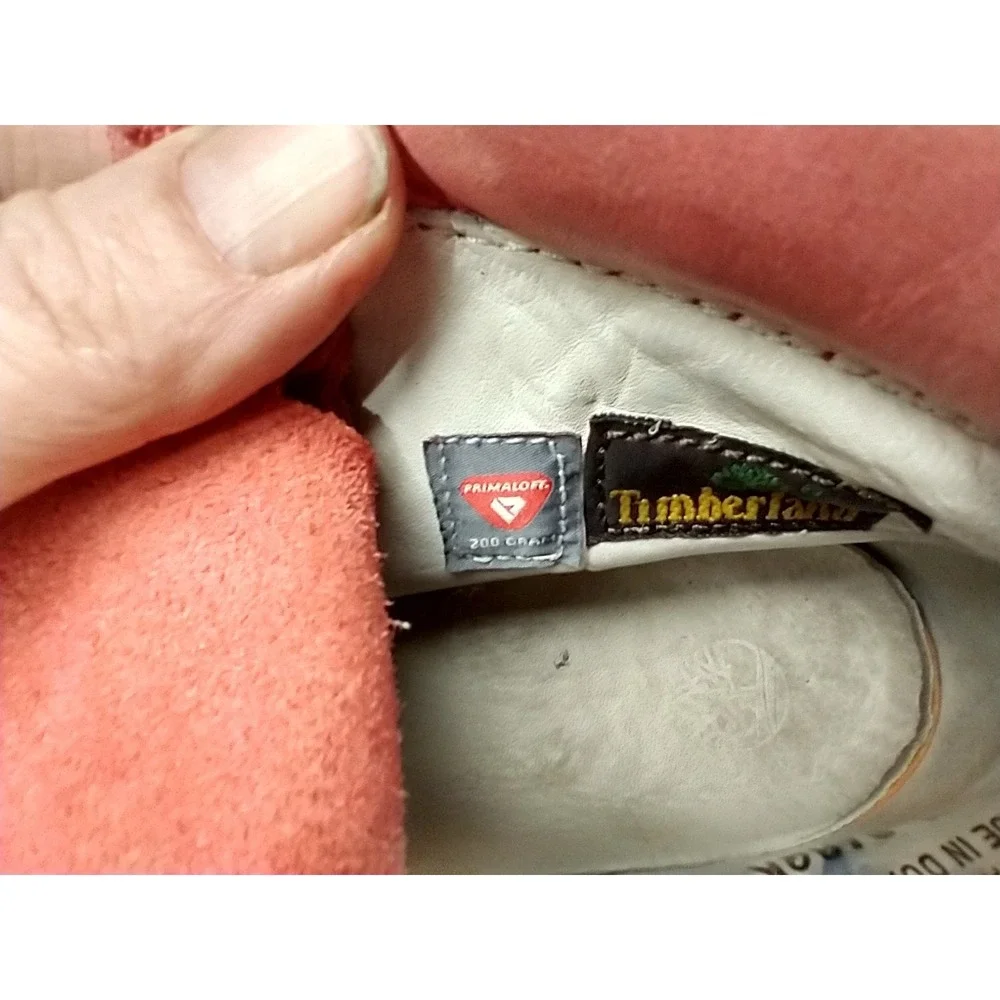 Timberland Pink Leather Women's 8.5 Chukka Work Boots Primaloft Waterproof VGC - Picture 7 of 14